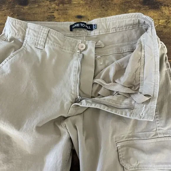 Luxe to kill cargo pants women's size US 8 tan khaki streetwear baggy 90's style - Picture 4 of 10